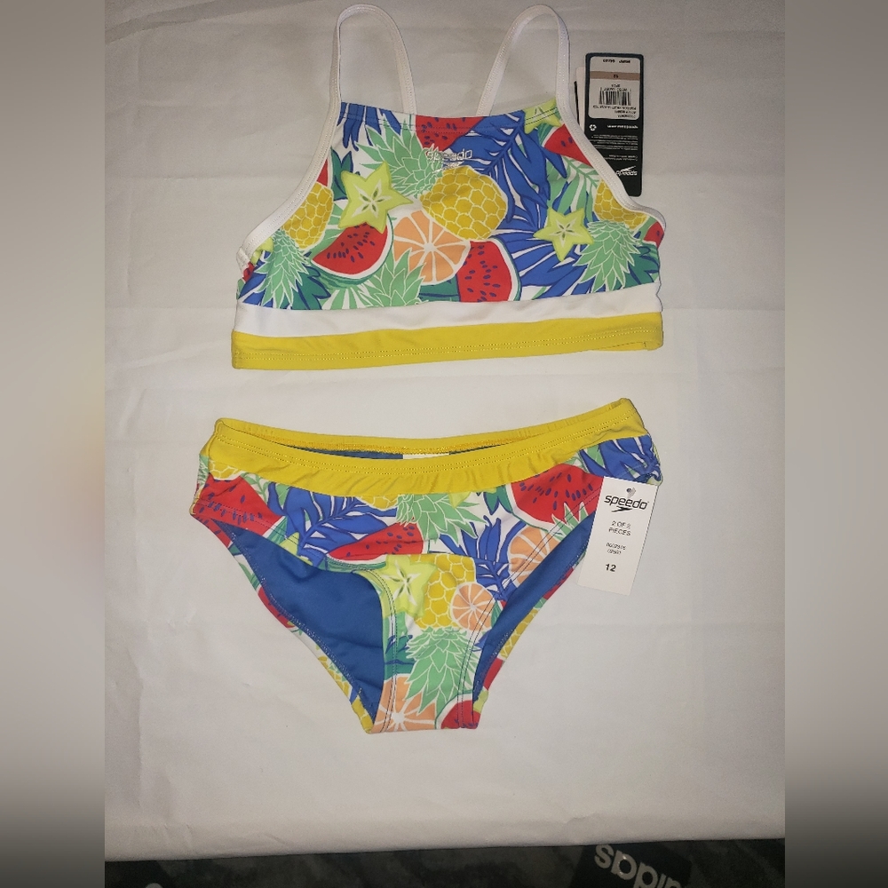 SpeedoGirls' Print Block Two Piece Bikini Set (Big Kid) - Picture 5 of 6
